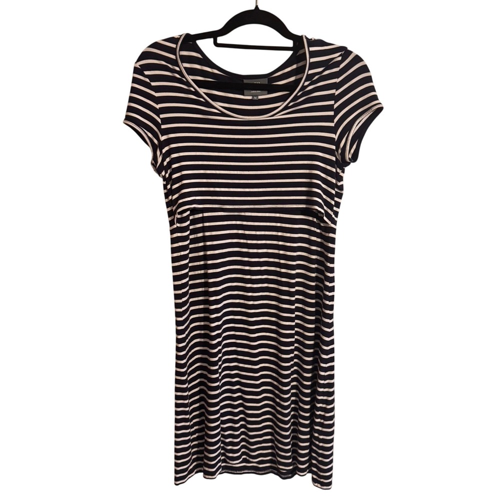 Milk Nursingwear Dress Striped Nursing Access M Navy Blue Women Maternity Casual